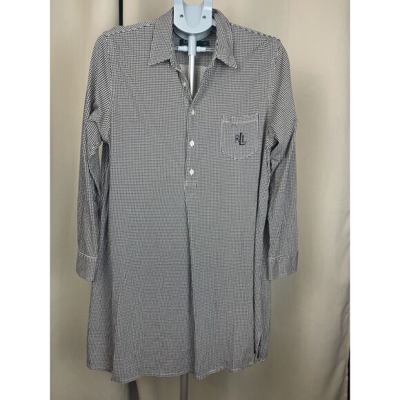Lauren Ralph Lauren Black White Houndstooth Button Down Shirt Dress – XL - Picture 1 of 6